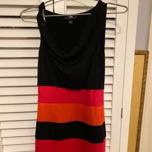 Black and orange cocktail dress
